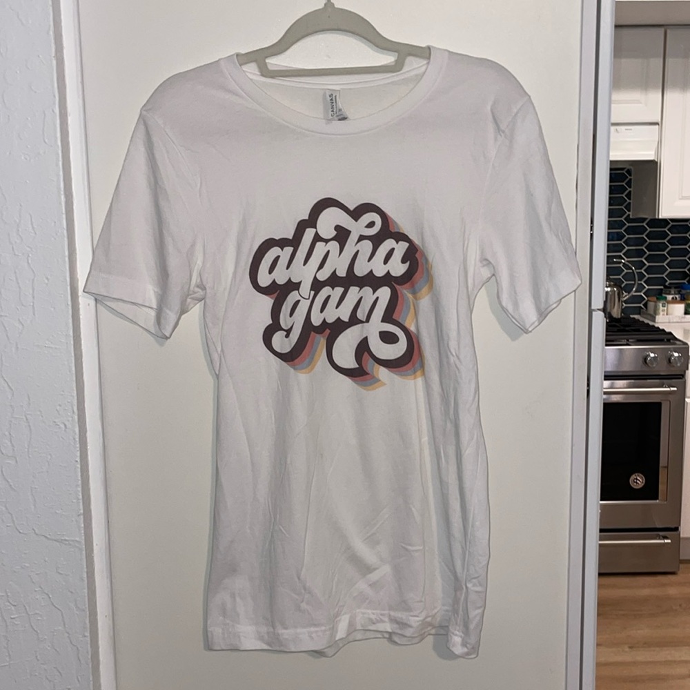 Bella Canvas Alpha Gam Retro White Tee | S